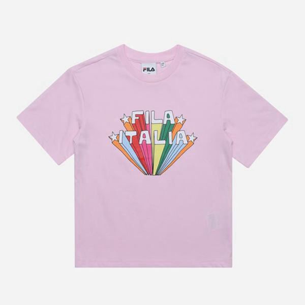 Camisetas Fila Menina Rosa - Fila Rainbow Crew Neck S/S Outlet Portugal,NFVX-63941